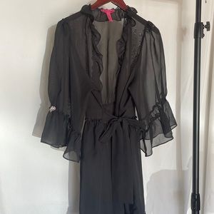 Black Sheer Ruffle Coverup by Betsey Johnson